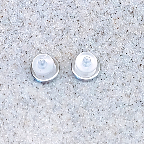 DRUZY PEACOCK AGATE  12mm PIERCED STAINLESS STEEL EARRINGS GIFT BOX INCLUDED - Picture 3 of 5